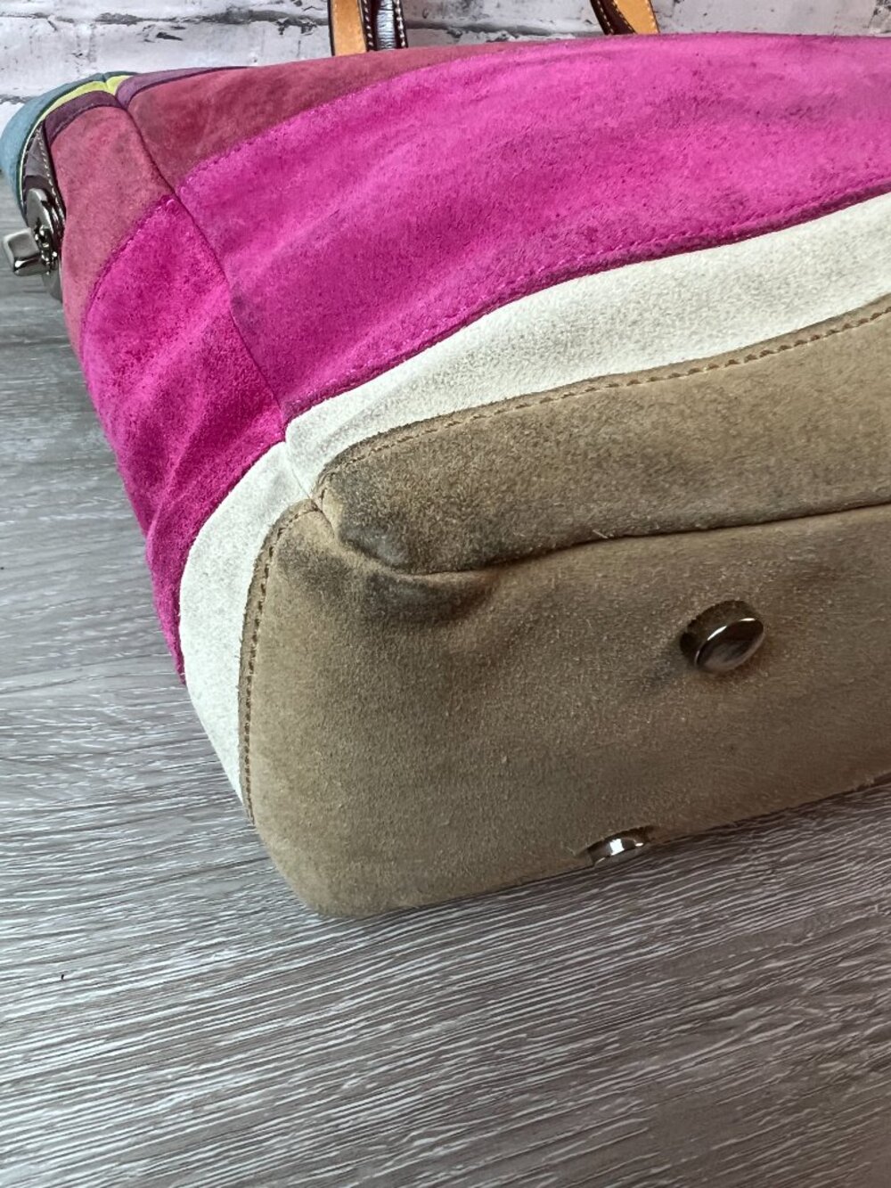 rare Coach Limited Edition Large Wave Multicolor Suede Gallery Tote Bag 1434 - Picture 4 of 7
